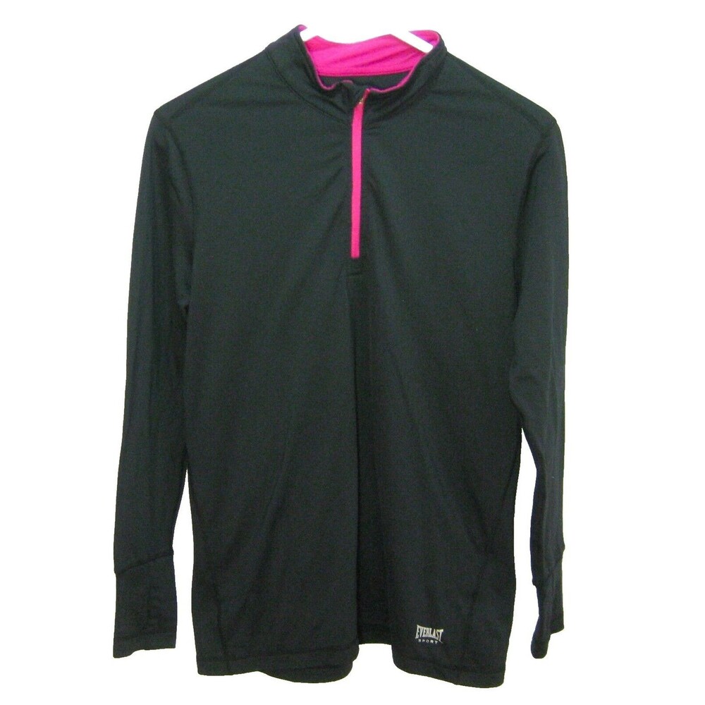 EVERLAST Sport Girl's (Size Youth XL) Black Athletic 1/4 Zip Running Shirt Top
